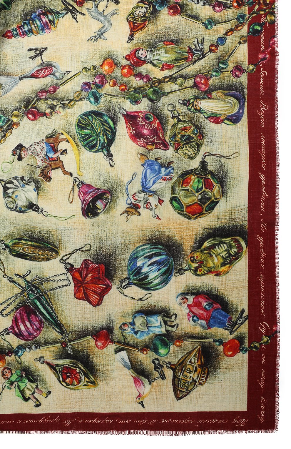 Кашемировая шаль новогодние игрушки GOURJI, арт. T23XMST8R, фото 4
