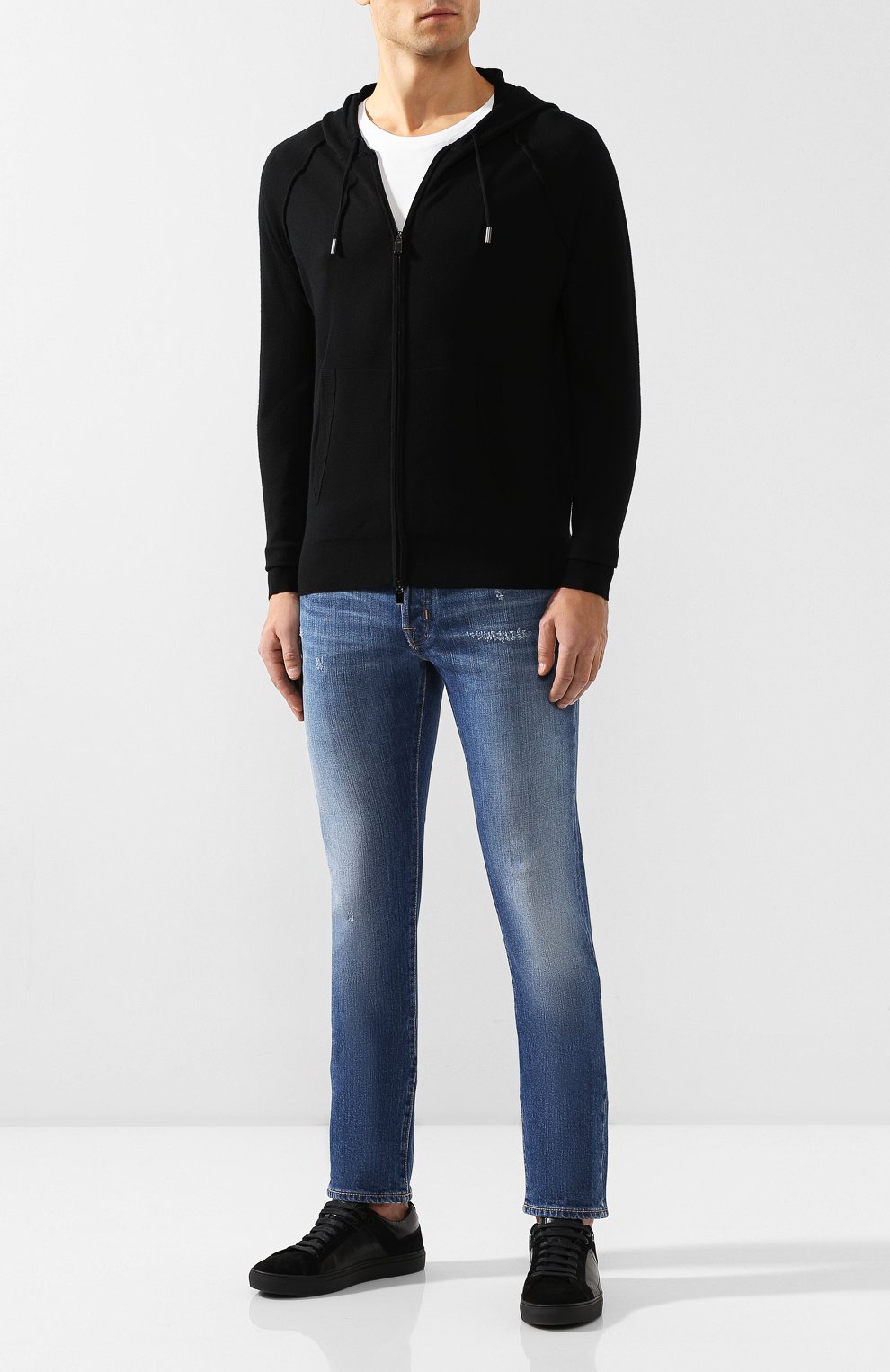 Шерстяная толстовка CANALI черного цвета по цене 96100 руб., арт. C0657/MK00780, фото 2 Шерстяная толстовка CANALI, арт. C0657/MK00780, фото 2