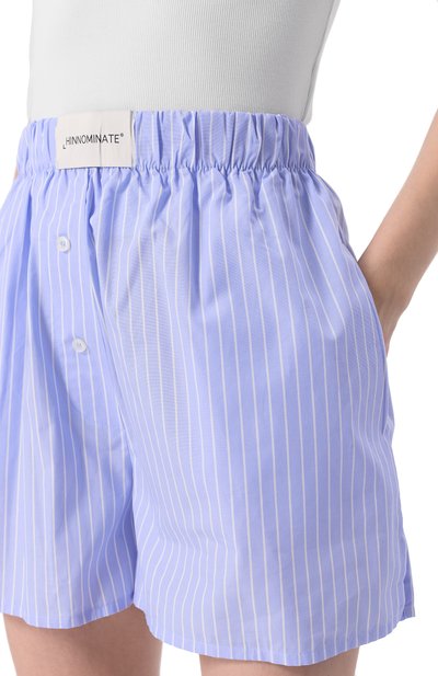 Хлопковые шорты HINNOMINATE голубого цвета по цене 8360 руб., арт. HMABW01713, фото 5 Хлопковые шорты HINNOMINATE, арт. HMABW01713, фото 5