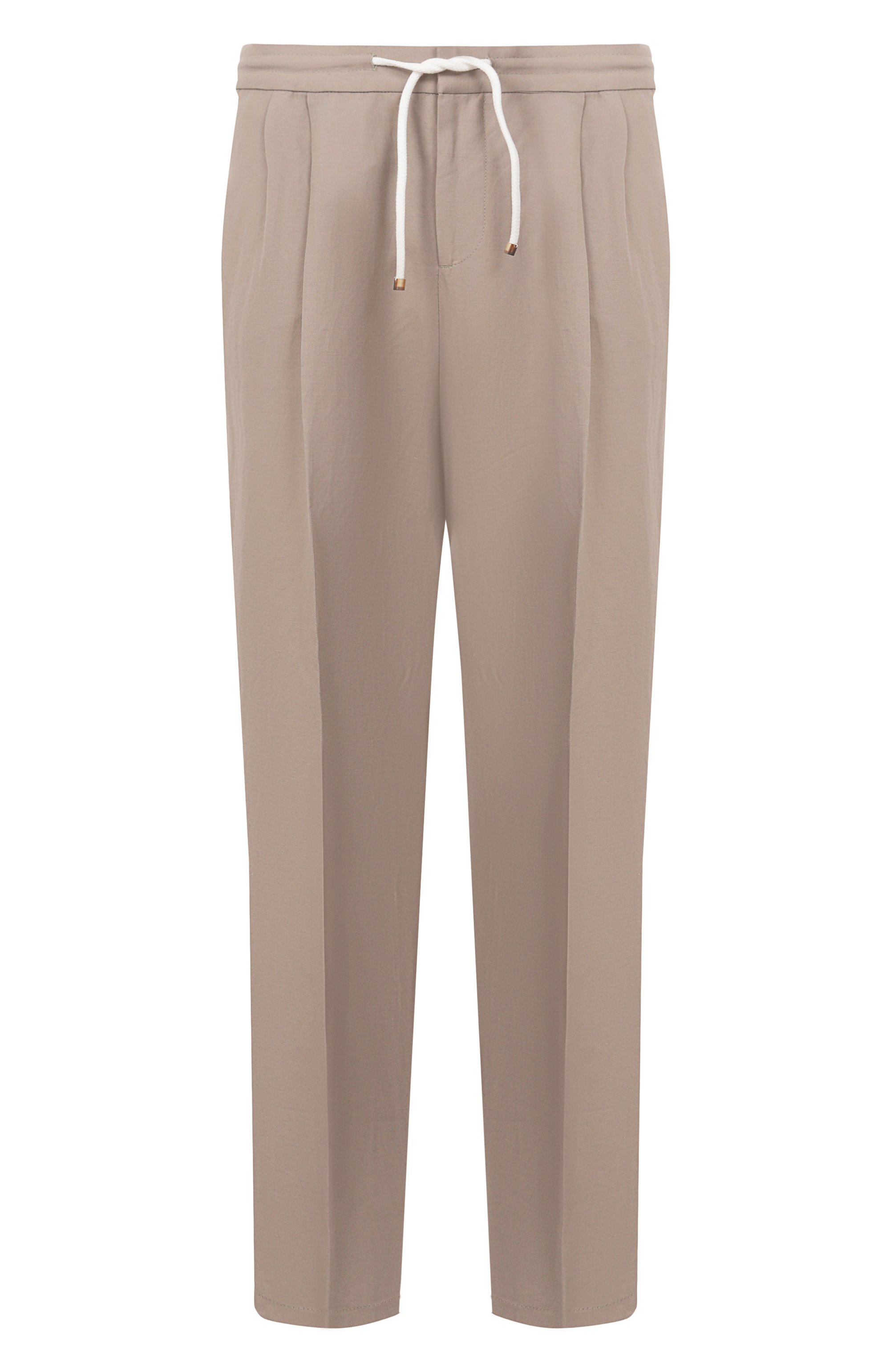 Брюки изо льна и хлопка BRUNELLO CUCINELLI бежевого цвета по цене 122500 руб., арт. MH255E1710, фото 1 Брюки изо льна и хлопка BRUNELLO CUCINELLI, арт. MH255E1710, фото 1