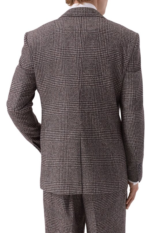 Пиджак из шерсти и хлопка Dolce & Gabbana G2VT5T/FQMKD Коричневый  G2VT5T/FQMKD Фото 4