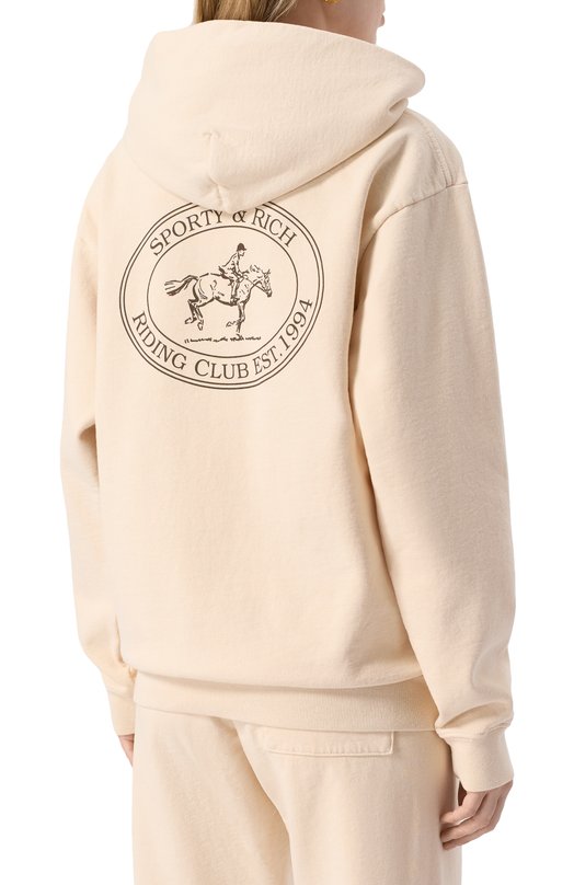 Хлопковое худи Sporty and Rich ST070612244CR01 Кремовый  ST070612244CR01 Фото 4