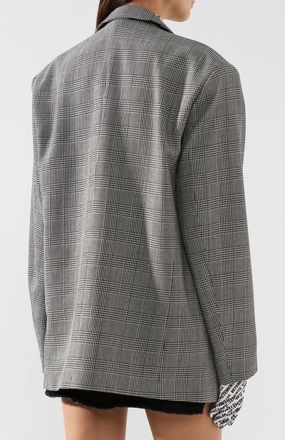 Шерстяной жакет VETEMENTS серого цвета по цене 138500 руб., арт. WAH20JA407/BLACK/WHITE CHECK, фото 4 Шерстяной жакет VETEMENTS, арт. WAH20JA407/BLACK/WHITE CHECK, фото 4