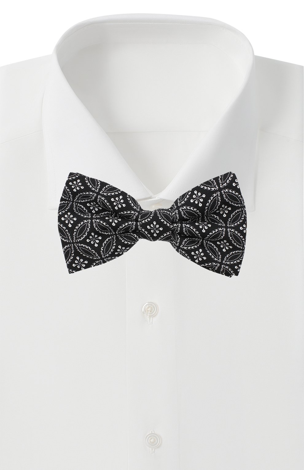 Шелковый галстук-бабочка DOLCE & GABBANA черно-белого цвета по цене 17200 руб., арт. GR053E/G0XBF, фото 2 Шелковый галстук-бабочка DOLCE & GABBANA, арт. GR053E/G0XBF, фото 2
