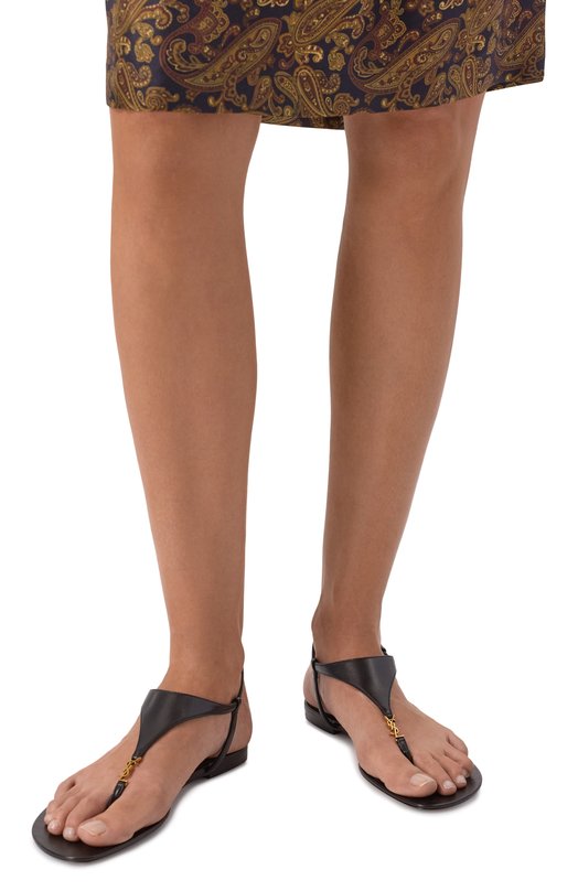 Кожаные сандалии Cassandra Saint Laurent 841570/AADF0 Чёрный  841570/AADF0 Фото 2