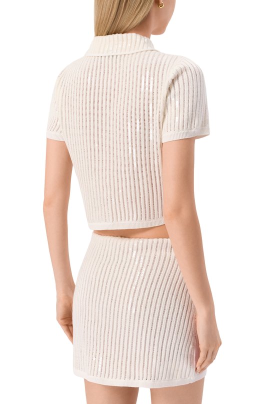 Хлопковый кардиган self-portrait SS25126TW Белый  SS25126TW Фото 4