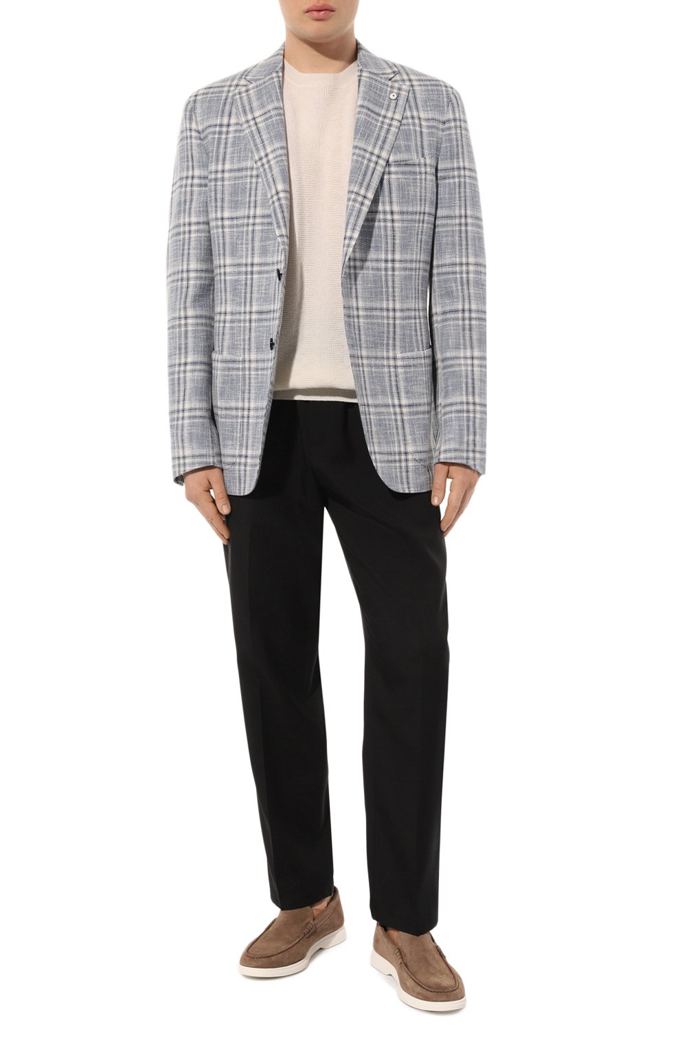 Пиджак из хлопка и льна L.B.M. 1911 синего цвета по цене 108000 руб., арт. 2652/42359, фото 2 Пиджак из хлопка и льна L.B.M. 1911, арт. 2652/42359, фото 2