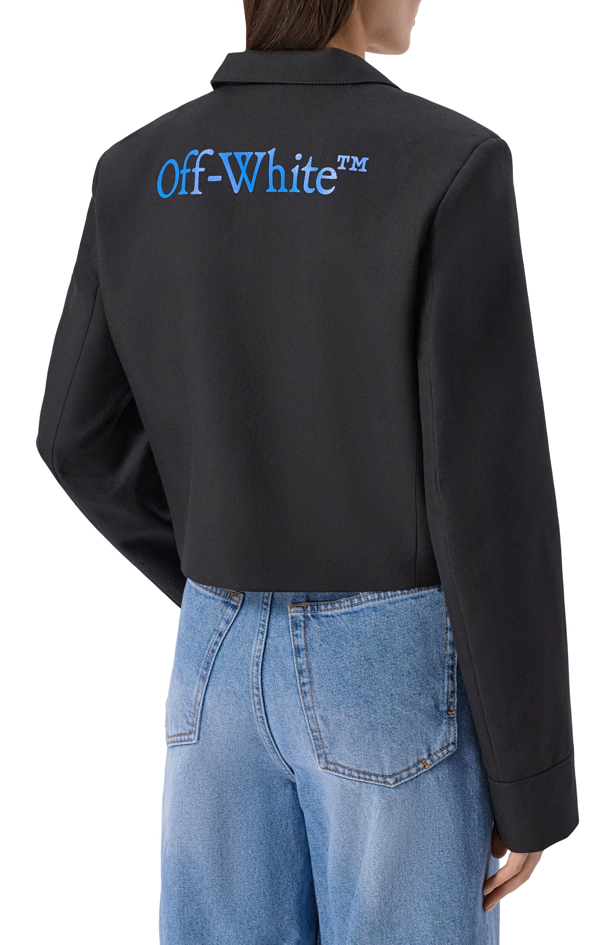 Жакет из шерсти и лиоцелла OFF-WHITE черного цвета по цене 92950 руб., арт. 0WEF12LF25FAB001, фото 4 Жакет из шерсти и лиоцелла OFF-WHITE, арт. 0WEF12LF25FAB001, фото 4