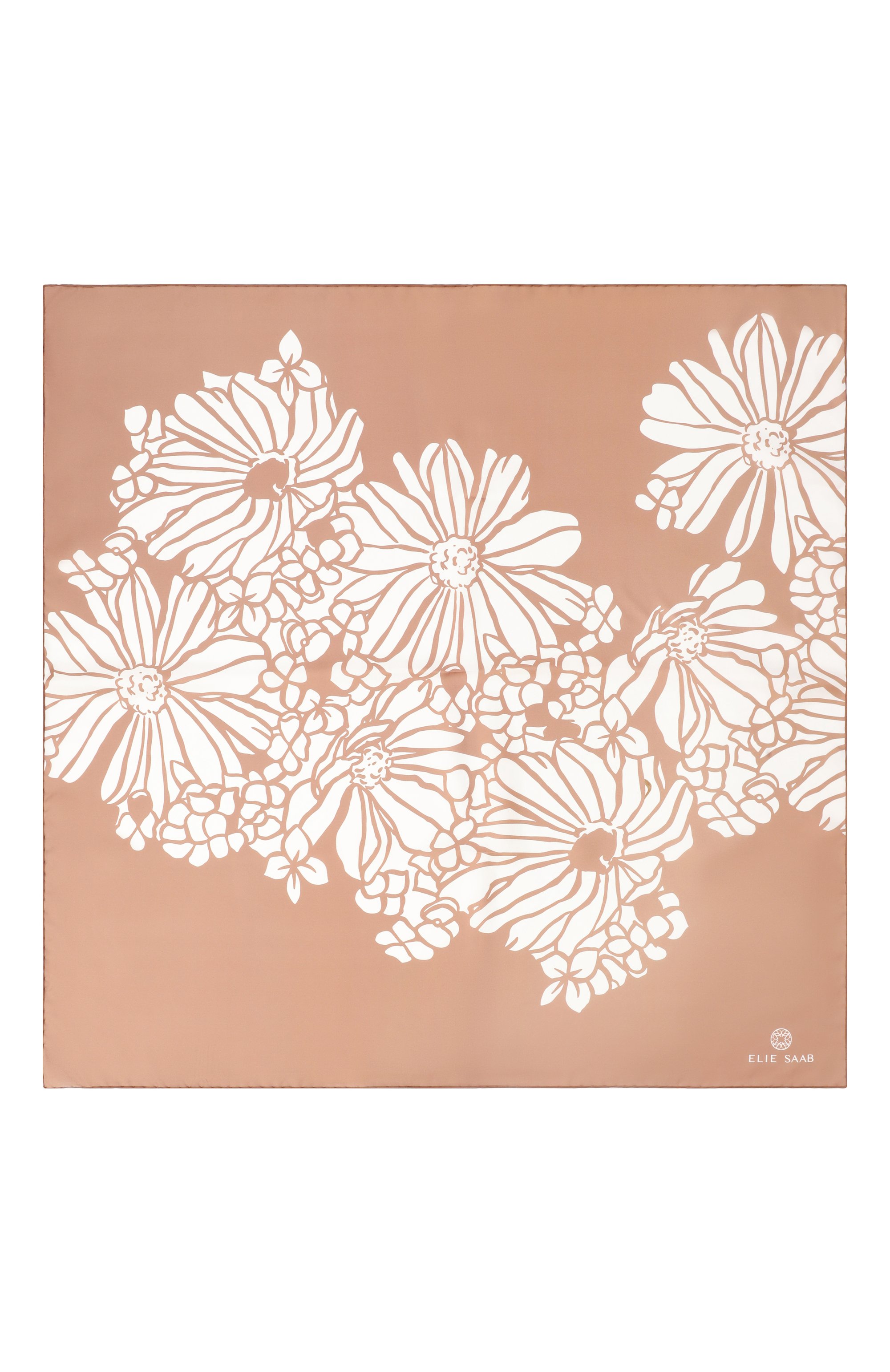 Шелковый платок ELIE SAAB темно-бежевого цвета по цене 49350 руб., арт. SE9090ST751, фото 4 Шелковый платок ELIE SAAB, арт. SE9090ST751, фото 4