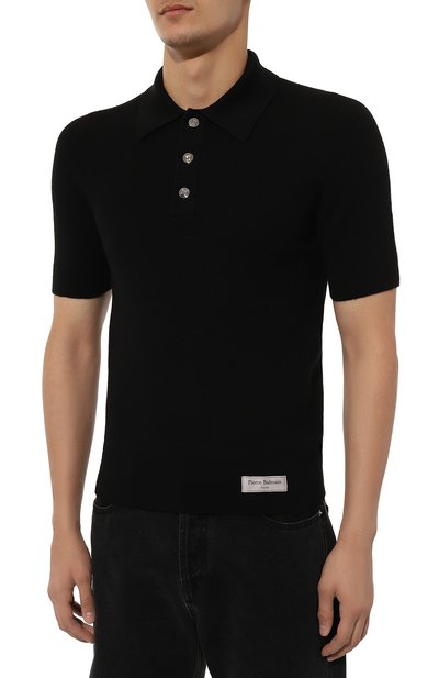 Шерстяное поло BALMAIN черного цвета по цене 94150 руб., арт. DH1GB066/KE93, фото 3 Шерстяное поло BALMAIN, арт. DH1GB066/KE93, фото 3