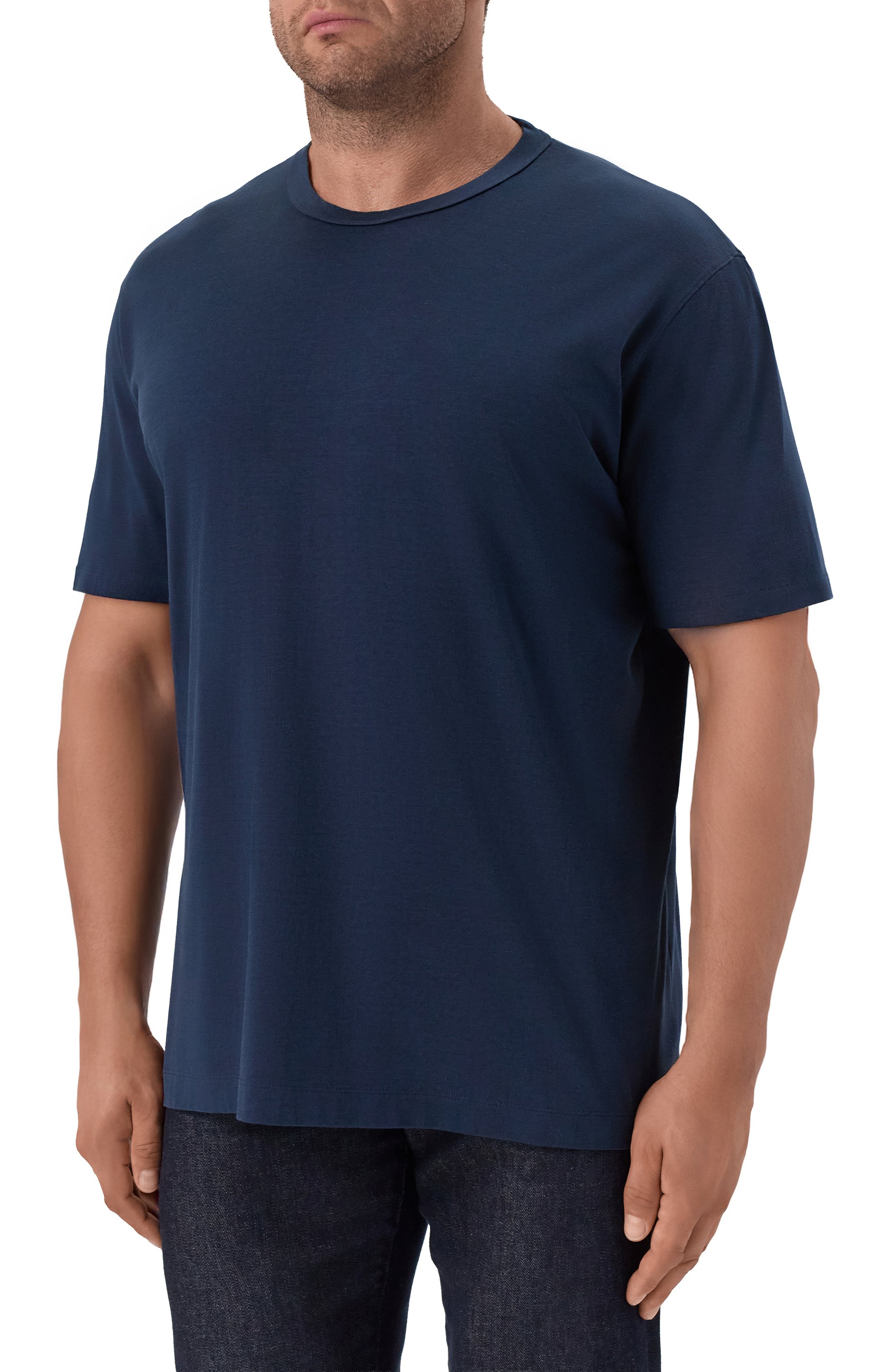 Футболка из шелка и хлопка CORTIGIANI темно-синего цвета по цене 75300 руб., арт. 3A6660, фото 3 Футболка из шелка и хлопка CORTIGIANI, арт. 3A6660, фото 3