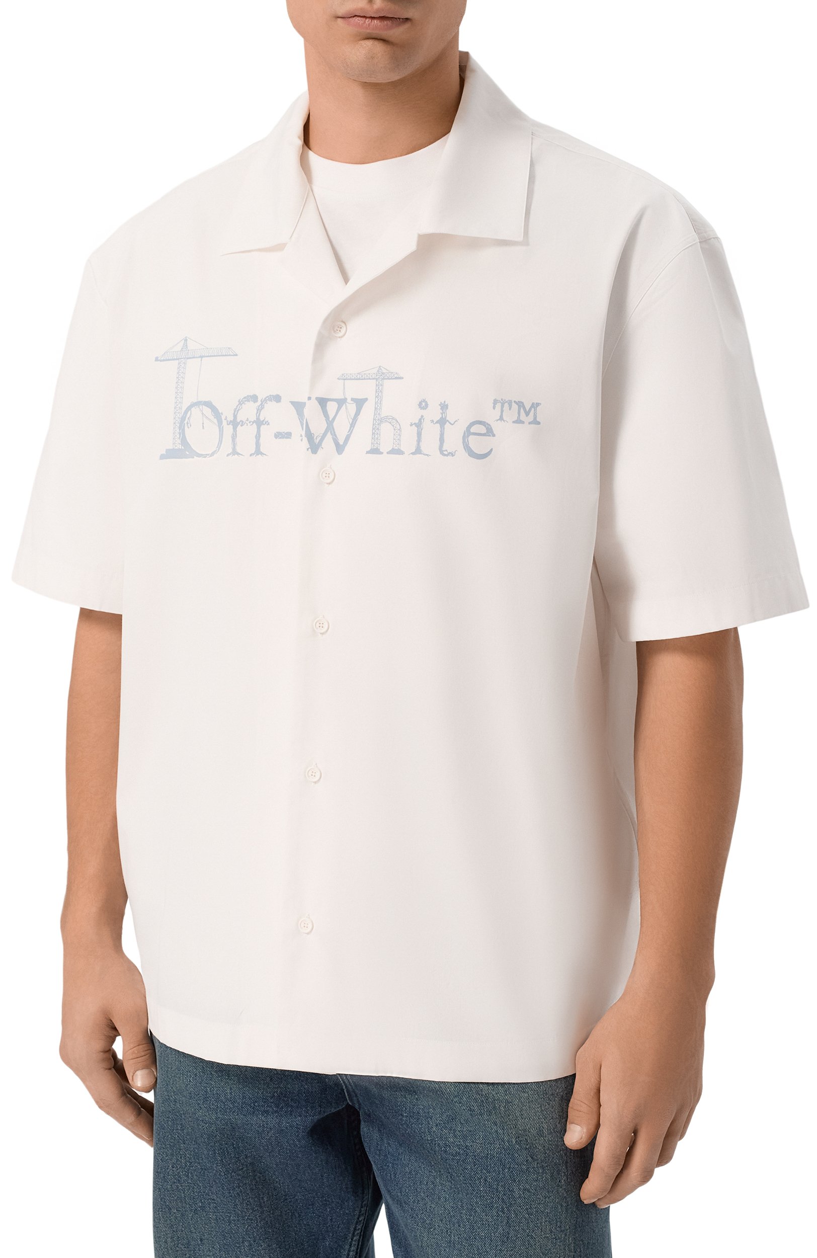Хлопковая рубашка OFF-WHITE белого цвета по цене 69950 руб., арт. 0MGG01QF26FAB0011, фото 3 Хлопковая рубашка OFF-WHITE, арт. 0MGG01QF26FAB0011, фото 3