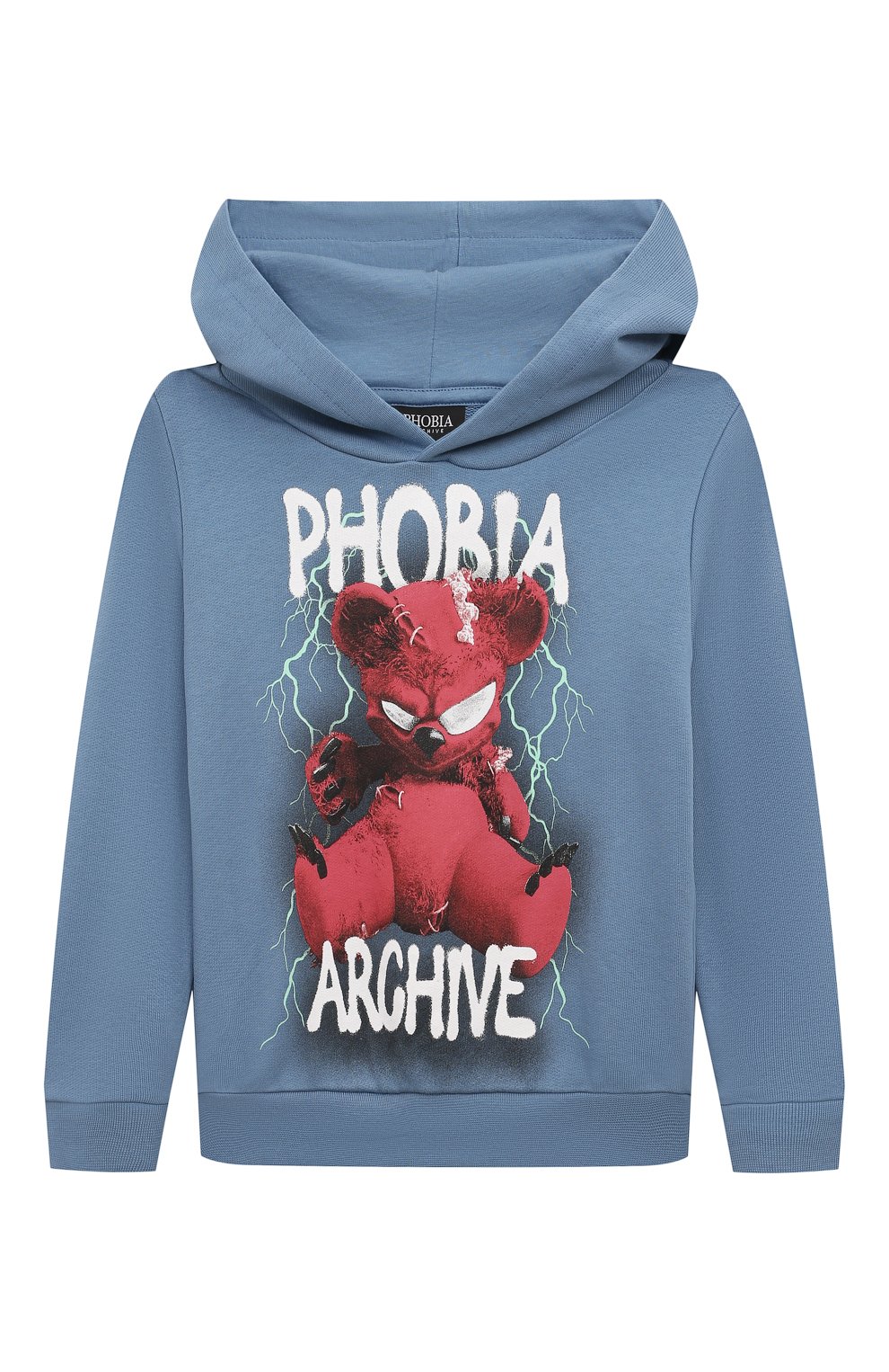 Хлопковое худи PHOBIA ARCHIVE тёмно-голубого цвета по цене 9505 руб., арт. PHK00675, фото 1 Хлопковое худи PHOBIA ARCHIVE, арт. PHK00675, фото 1