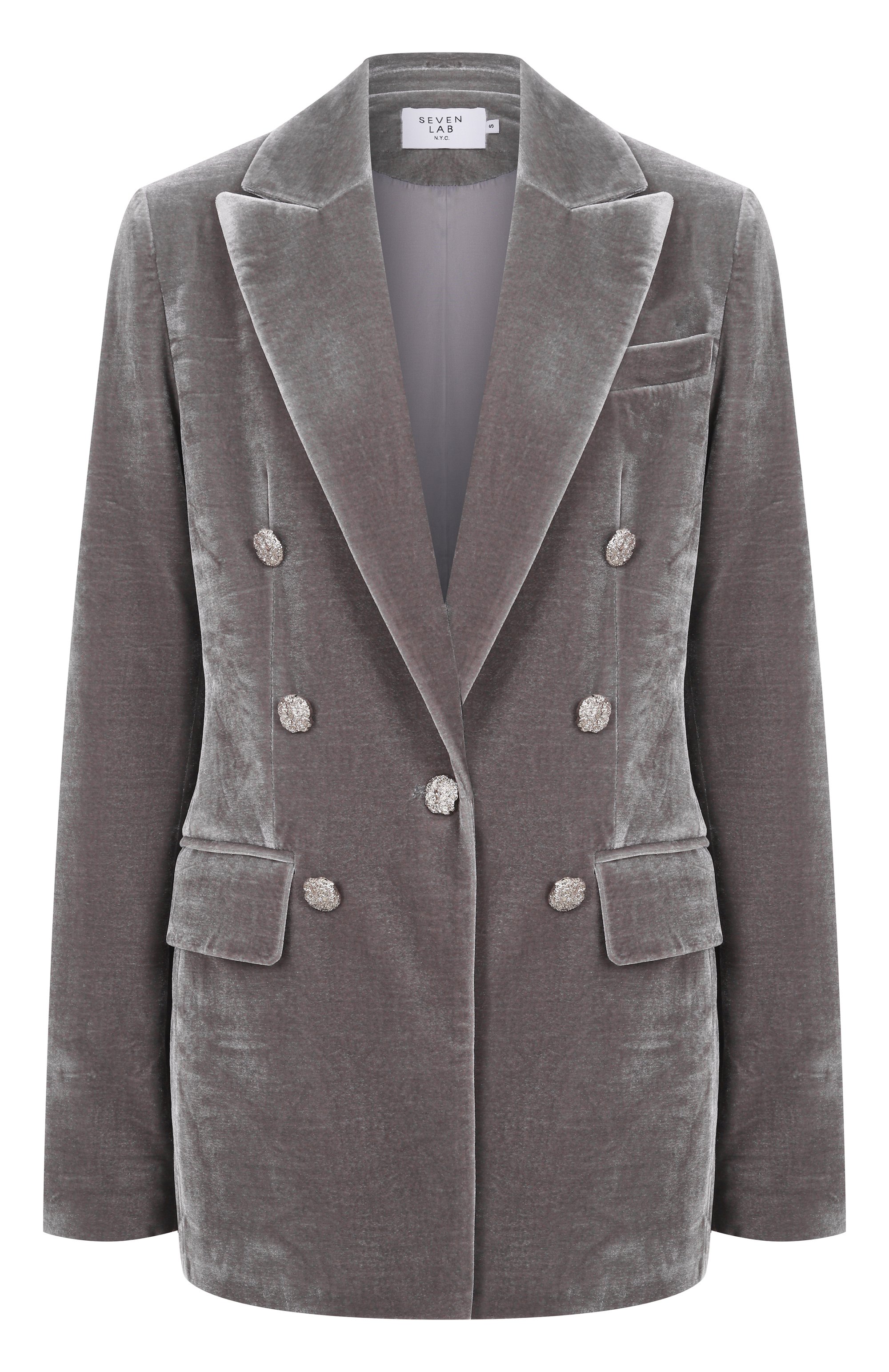 Бархатный жакет SEVEN LAB серого цвета по цене 33180 руб., арт. SSB.10.200.140, фото 1 Бархатный жакет SEVEN LAB, арт. SSB.10.200.140, фото 1