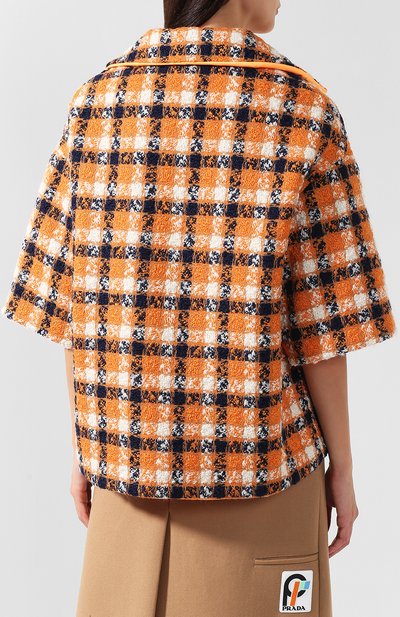 Шерстяной жакет в клетку с отложным воротником PRADA, арт. P558G-1SQ0-F0049, фото 4