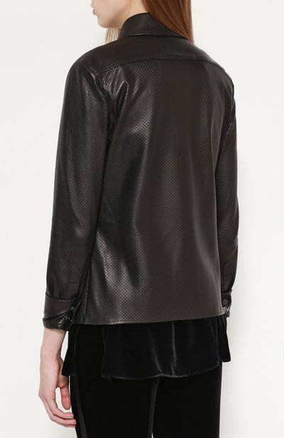 Кожаная блуза прямого кроя с перфорацией TOM FORD, арт. CAL525/LEX130, фото 4