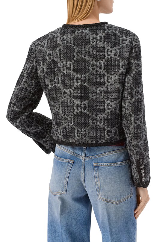 Твидовый жакет Gucci 761164/ZAPA4 Серый  761164/ZAPA4 Фото 4