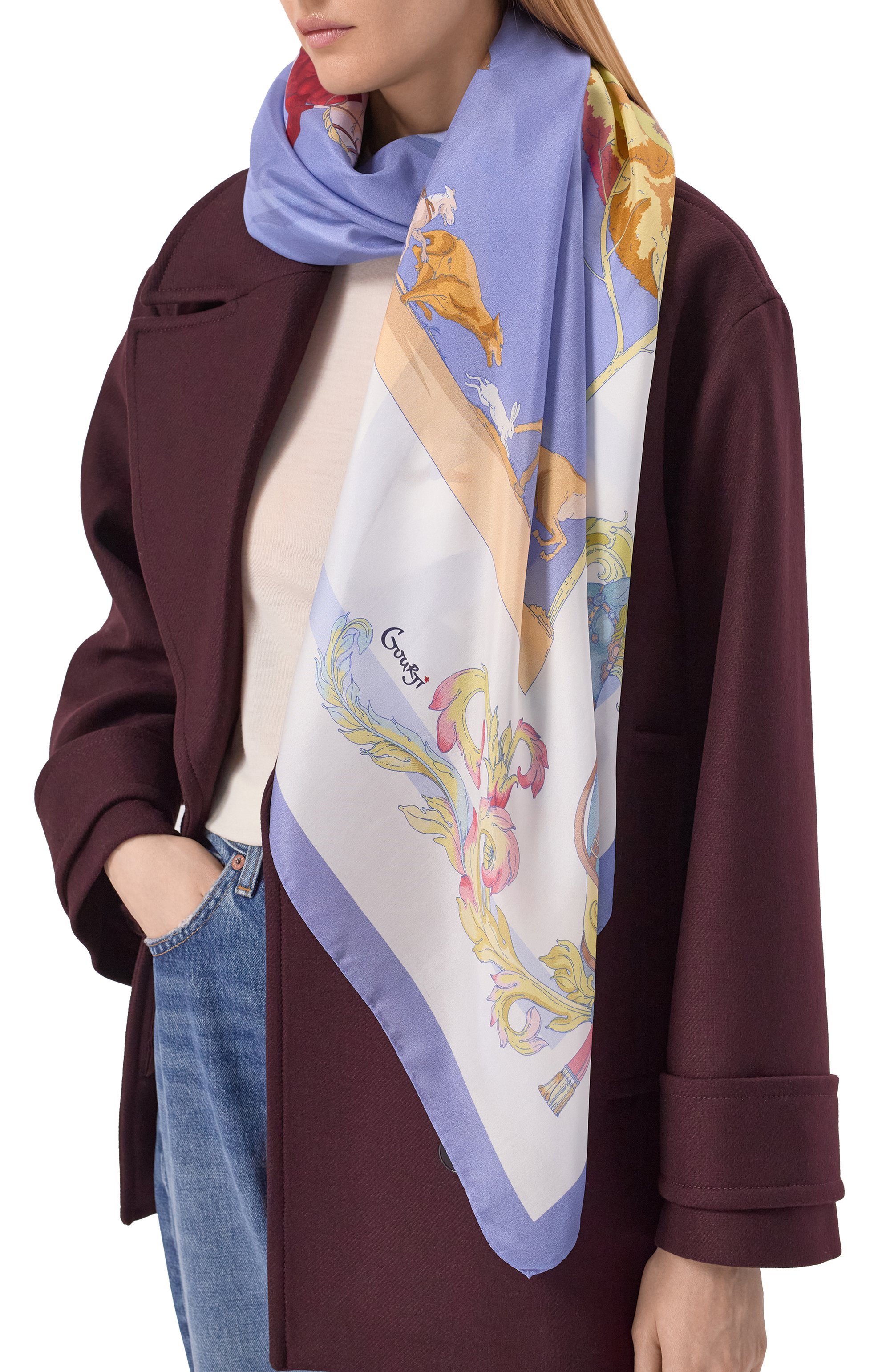 Шелковая шаль царская охота GOURJI, арт. 91168937/61108, фото 2