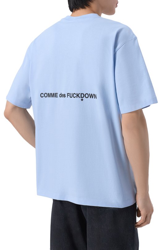 Хлопковая футболка Comme des Fuckdown CFABM01901 Голубой  CFABM01901 Фото 4