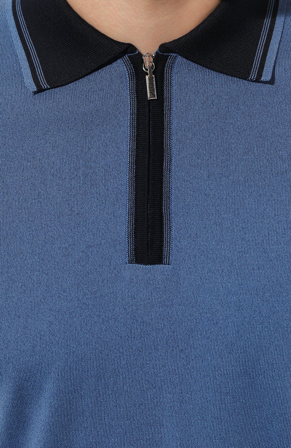 Поло из хлопка и шелка ZILLI синего цвета по цене 104500 руб., арт. KZP002M0142VUC000M, фото 5 Поло из хлопка и шелка ZILLI, арт. KZP002M0142VUC000M, фото 5