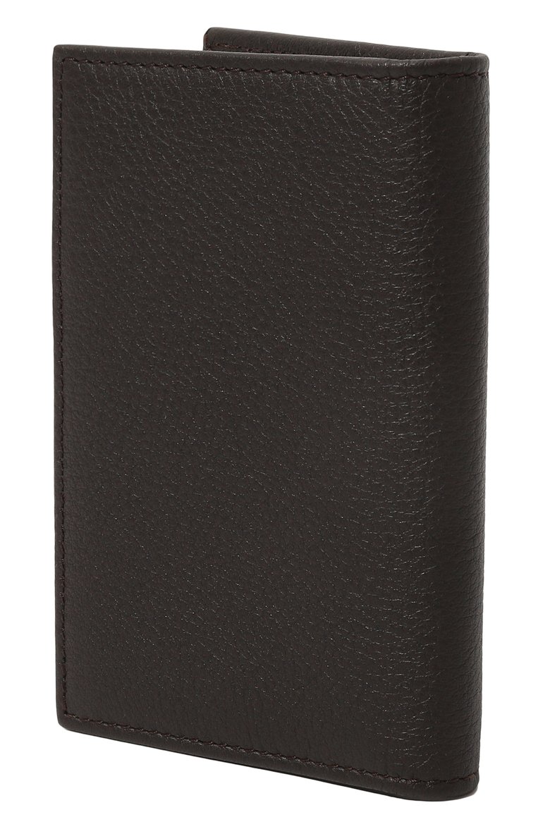 Женский кожаный футляр для кредитных карт KITON темно-коричневого цвета, арт. DKRISX0893A | Фото 2 (Материал: Натуральная кожа; Нос: Не проставлено)