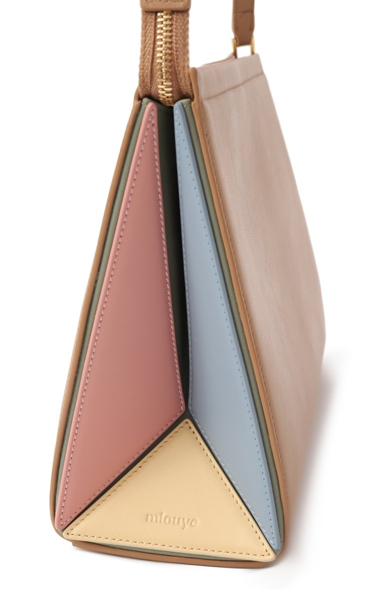 Женская сумка triangle large MLOUYE бежевого цвета, арт. 10-081 | Фото 3 (Размер: large; Материал: Натуральная кожа)