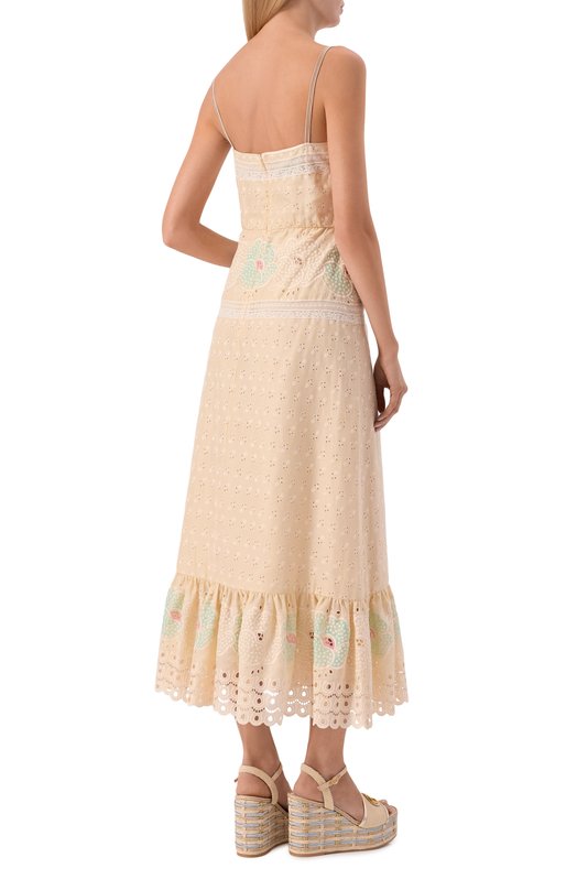 Хлопковое платье Valentino 8B3VAJL5/A2A Кремовый  8B3VAJL5/A2A Фото 3