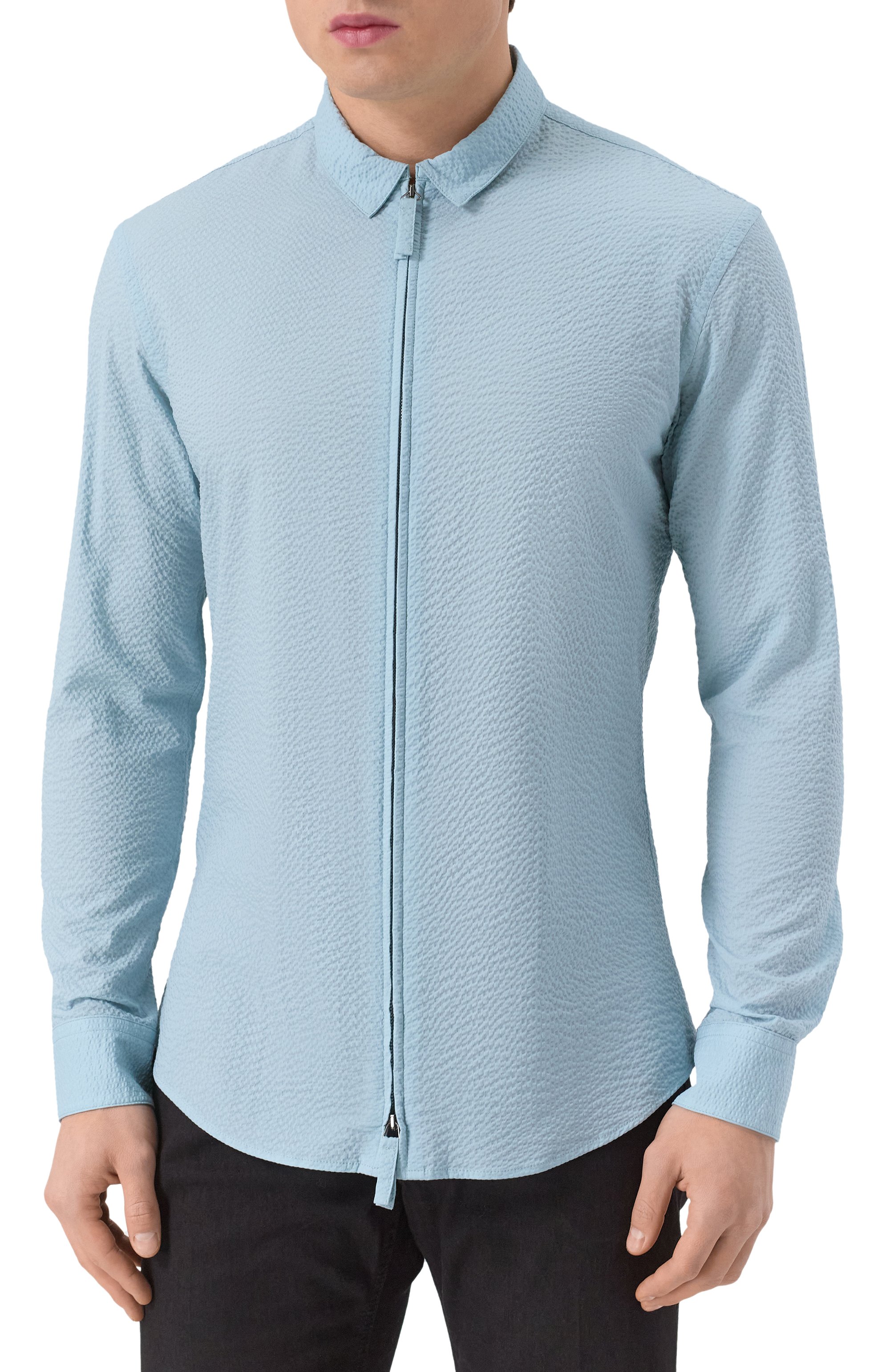 Хлопковая рубашка GIORGIO ARMANI голубого цвета по цене 87100 руб., арт. GM000057/TE11186, фото 3 Хлопковая рубашка GIORGIO ARMANI, арт. GM000057/TE11186, фото 3