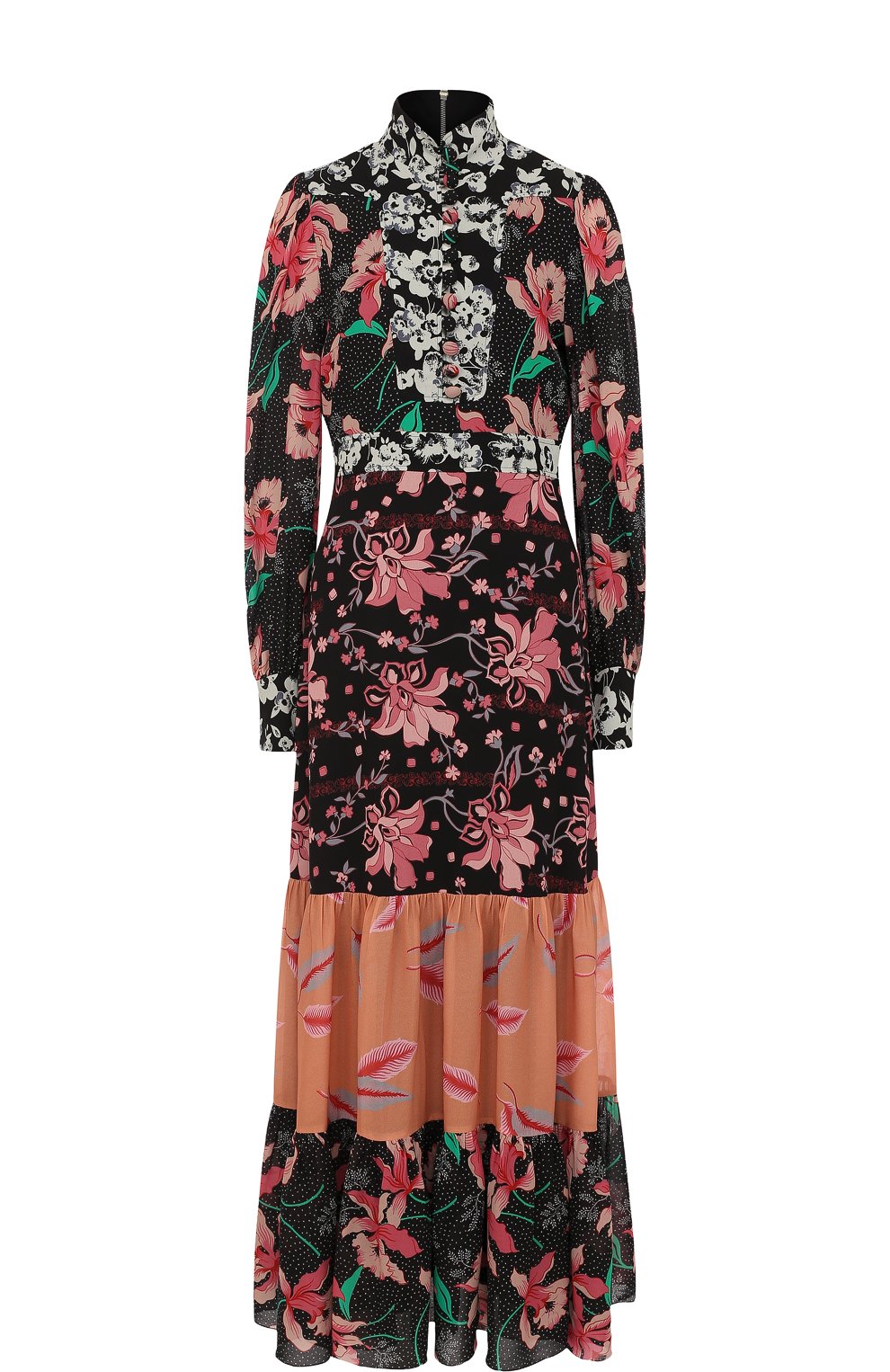 Приталенное платье-макси с воротником-стойкой и принтом GUCCI, арт. 475300/ZJP26, фото 1