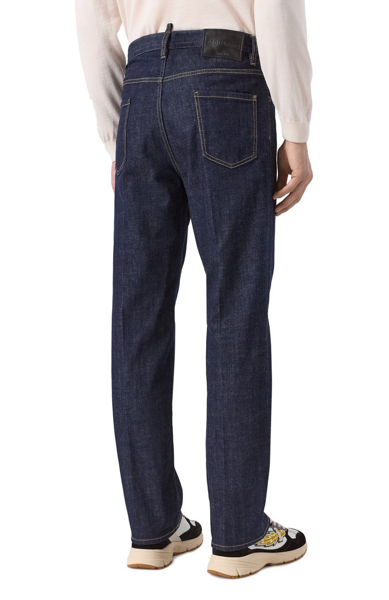 Мужские джинсы DSQUARED2 темно-синего цвета, арт. S74LB1421/S30664 | Фото 4 (Длина (брюки, джинсы): Стандартные; Материал сплава: Проставлено; Драгоценные камни: Проставлено; Силуэт М (брюки): Прямые; Кросс-КТ: Деним; Материал внешний: Деним, Хлопок; Стили: Повседневный)
