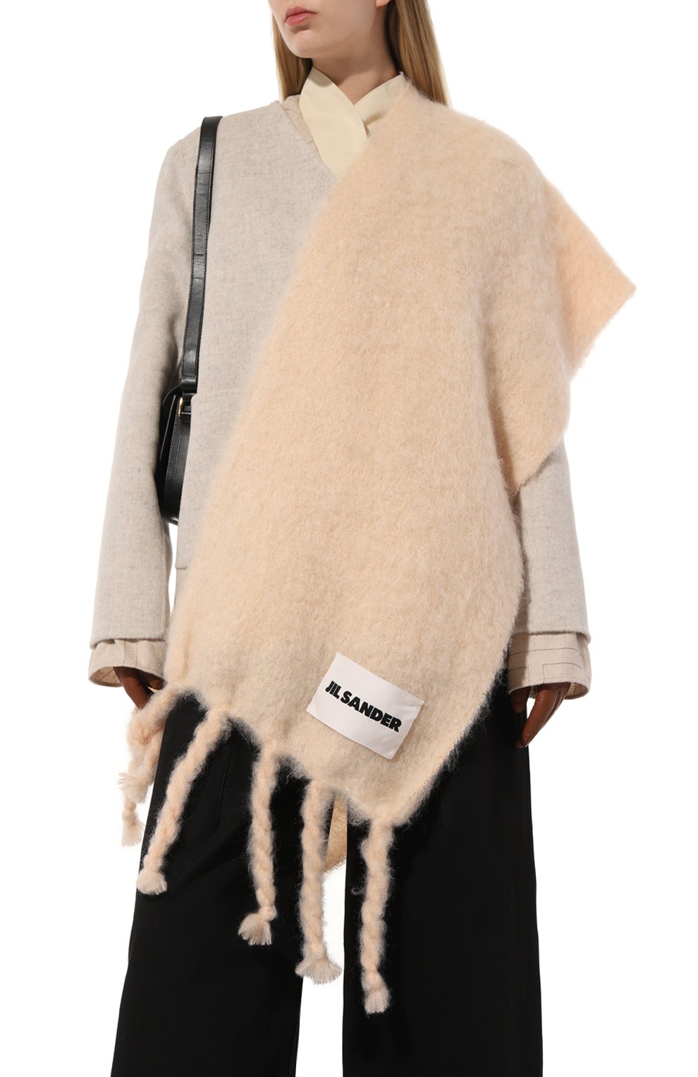 Шерстяной шарф JIL SANDER светло-розового цвета по цене 58700 руб., арт. J52TE0014/J40041, фото 3 Шерстяной шарф JIL SANDER, арт. J52TE0014/J40041, фото 3