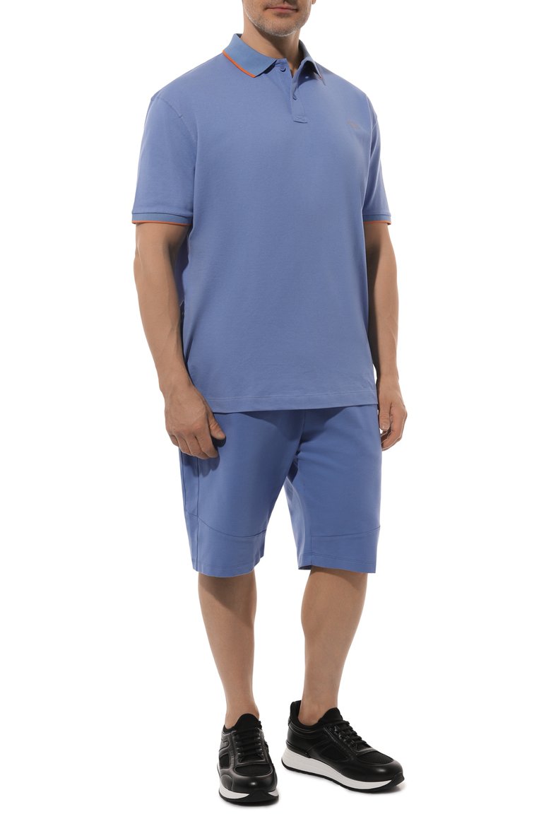 Мужское хлопковое поло PAUL&SHARK синего цвета, арт. 24411300/3XL-6XL | Фото 2 (Материал внешний: Хлопок; Рукава: Короткие; Длина (для топов): Удлиненные; Застежка: Пуговицы; Стили: Кэжуэл; Принт: Без принта; Мужское Кросс-КТ: Футболка-одежда; Автоматизация ТО: Проставлено; Автоматизация состава: Проставлено)