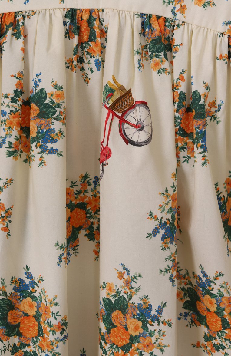 Детское хлопковое платье MOSCHINO кремового цвета, арт. HDV0G0/LLB56/10-14 | Фото 3 (Материал внешний: Хлопок; Рукава: Короткие; Случай: Повседневный; Девочки Кросс-КТ: Платье-одежда; Автоматизация ТО: Проставлено; Автоматизация состава: Проставлено; Ростовка одежда: 10 - 11 лет | 140 - 146см, 16 лет | 164 см, 12 лет | 152 см)