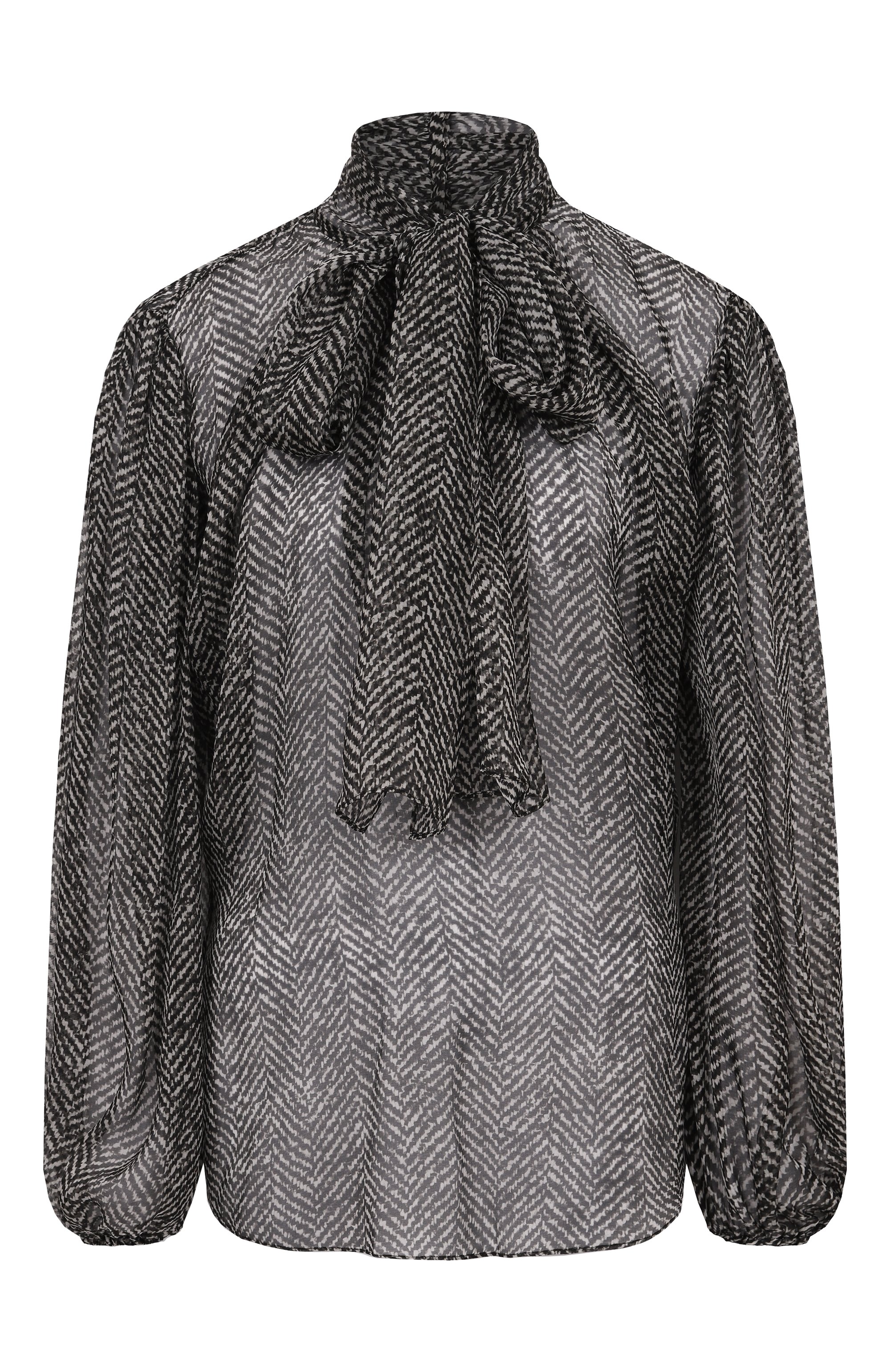 Шелковая блузка DOLCE & GABBANA темно-серого цвета по цене 191500 руб., арт. F5R62T/IS1ZN, фото 1 Шелковая блузка DOLCE & GABBANA, арт. F5R62T/IS1ZN, фото 1