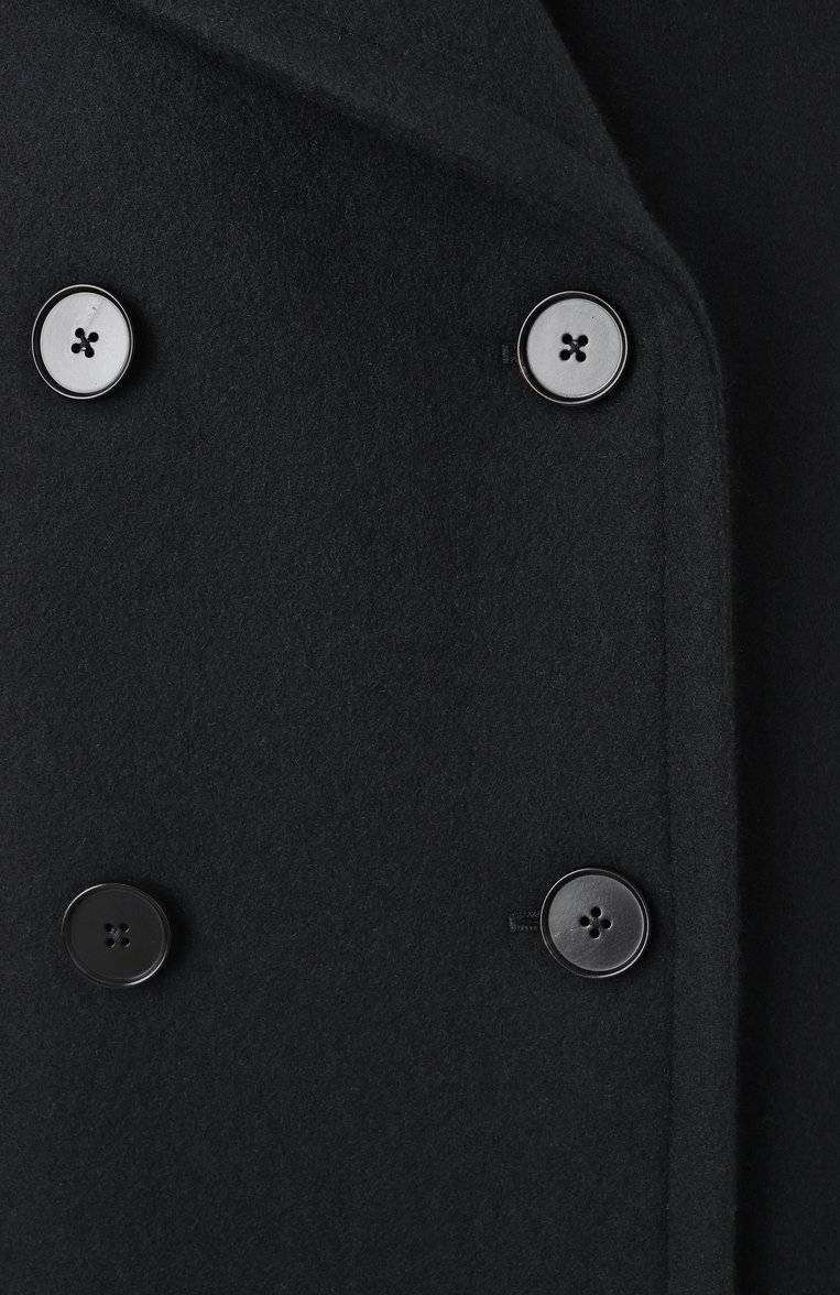 Женское шерстяное полупальто JIL SANDER черного цвета, арт. J40AM0106-J40004 | Фото 6 (Материал внешний: Шерсть; Рукава: Длинные; Материал сплава: Проставлено; Длина (верхняя одежда): До середины бедра; Драгоценные камни: Проставлено; Материал подклада: Хлопок; 1-2-бортные: Двубортные; Стили: Минимализм)