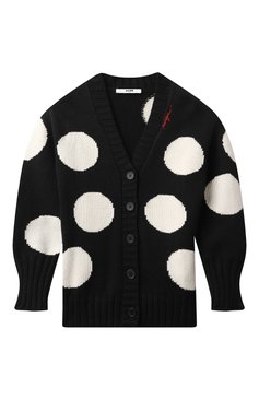 Детский кардиган из хлопка и шерсти MSGM KIDS черно-белого цвета, арт. F4MSJGCA133 | Фото 1 (Драгоценные камни: Проставлено; Материал внешний: Шерсть, Хлопок; Материал сплава: Проставлено; Рукава: Длинные; Девочки Кросс-КТ: Кардиган-одежда; Ростовка одежда: 8 лет | 128 см, 13 - 15 лет | 158 см, 12 лет | 152 см, 10 - 11 лет | 140 - 146см)