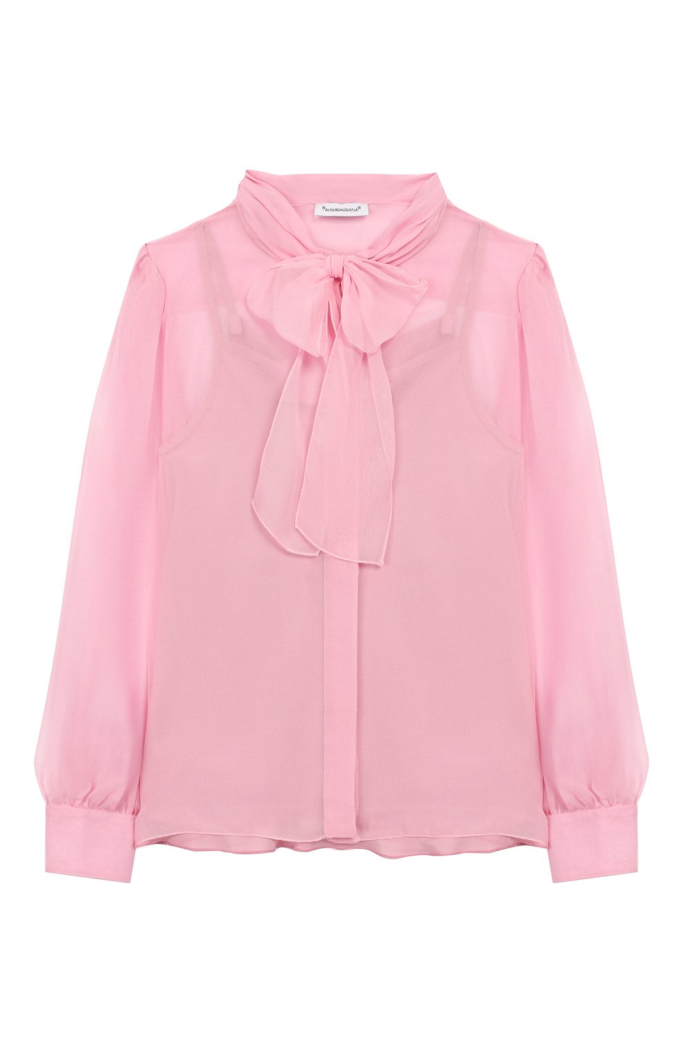 Шелковая блузка DOLCE & GABBANA светло-розового цвета по цене 33750 руб., арт. L54S43/FU1AT/2-6, фото 1 Шелковая блузка DOLCE & GABBANA, арт. L54S43/FU1AT/2-6, фото 1