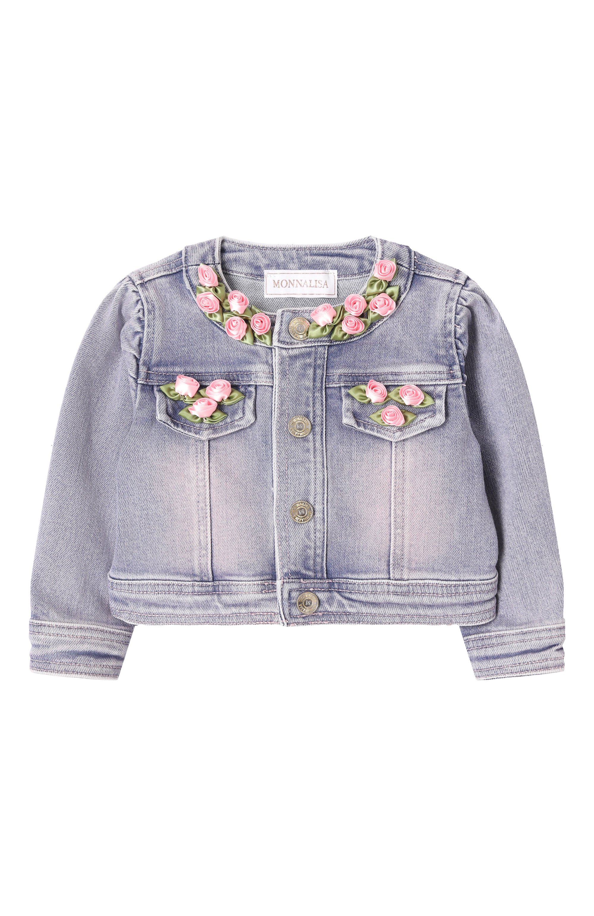 Джинсовая куртка MONNALISA синего цвета по цене 22100 руб., арт. 39E100, фото 1 Джинсовая куртка MONNALISA, арт. 39E100, фото 1
