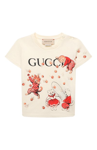 Хлопковая футболка GUCCI, арт. 555675/XJD2N/9-12M, фото 1