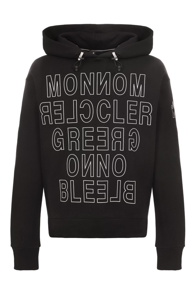 Мужской хлопковое худи MONCLER GRENOBLE черного цвета, арт. 8G71610/899AN | Фото 1 (Материал внешний: Хлопок, Синтетический материал; Рукава: Длинные; Длина (для топов): Стандартные; Стили: Кэжуэл; Принт: С принтом; Мужское Кросс-КТ: Худи-одежда; Детали: Без декора; Автоматизация ТО: Проставлено; Автоматизация состава: Проставлено)