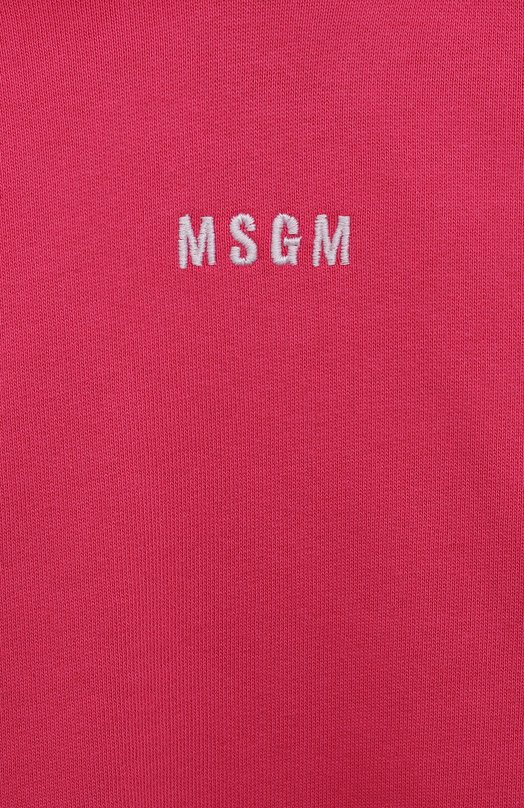 Хлопковое худи MSGM kids Розовый, фото 3
