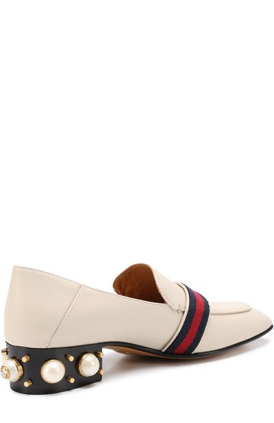 Кожаные лоферы peyton с жемчужинами GUCCI, арт. 423559/DKHC0, фото 4
