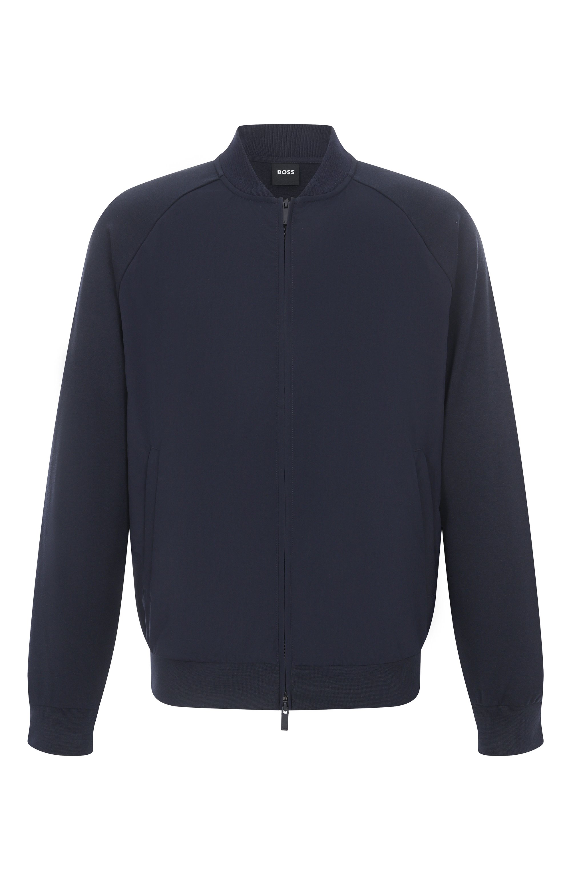 Бомбер BOSS темно-синего цвета по цене 44800 руб., арт. 50538033, фото 1 Бомбер BOSS, арт. 50538033, фото 1