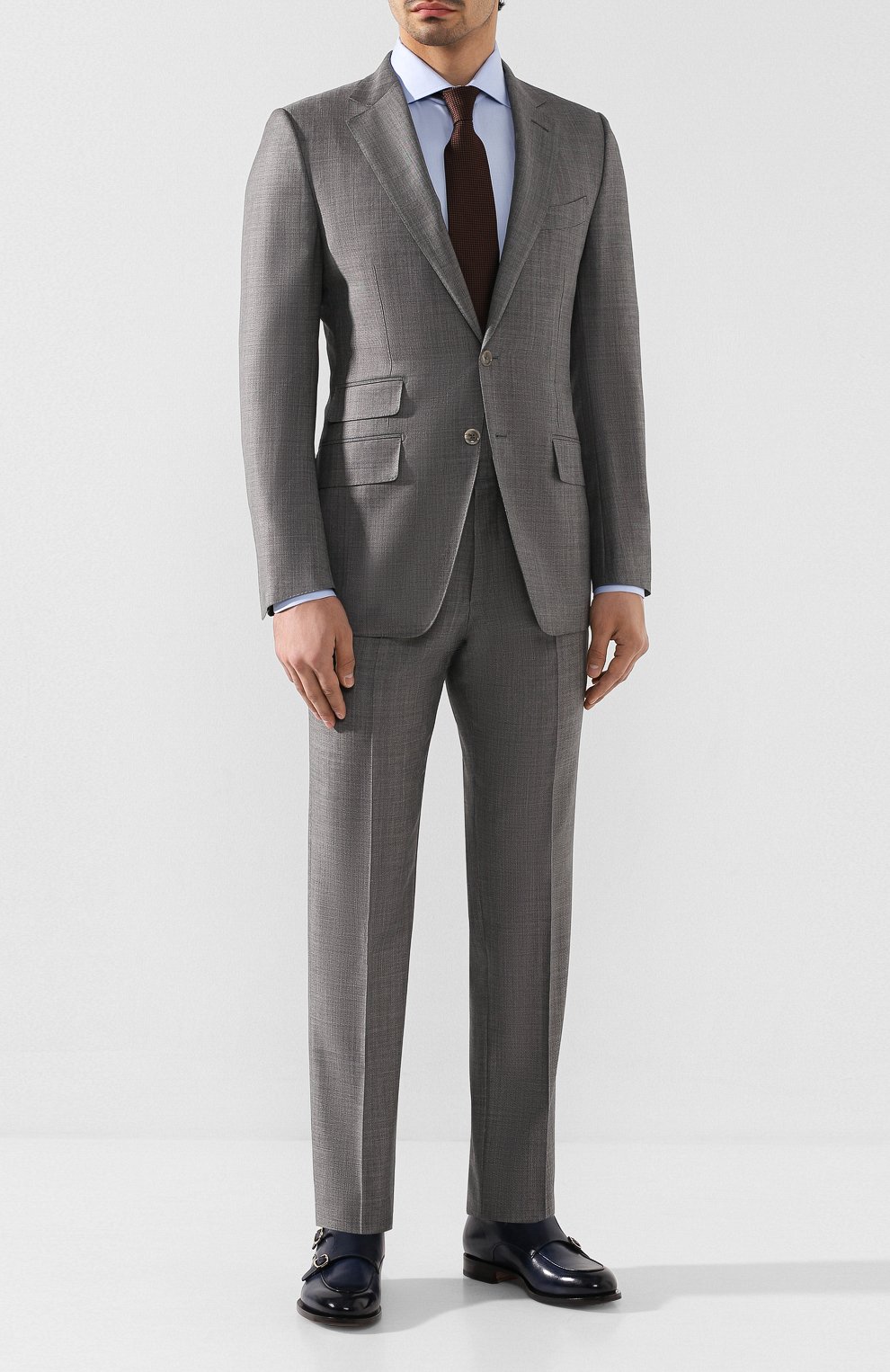 Шерстяной костюм TOM FORD серого цвета по цене 361000 руб., арт. 722R03/21YA4C, фото 1 Шерстяной костюм TOM FORD, арт. 722R03/21YA4C, фото 1