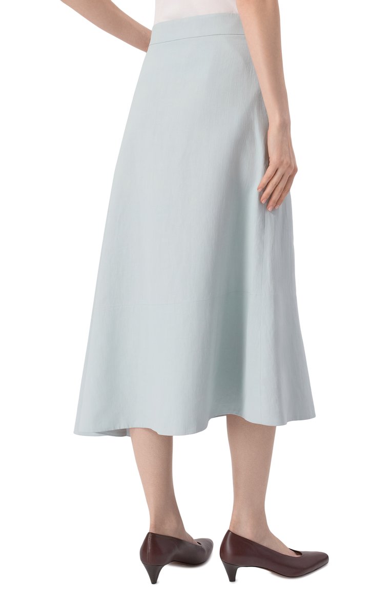 Женская льняная юбка JIL SANDER голубого цвета, арт. J04MA0006/J60001 | Фото 4 (Материал внешний: Лен; Длина Ж (юбки, платья, шорты): Миди; Стили: Минимализм; Автоматизация ТО: Проставлено; Автоматизация состава: Проставлено; Кросс-КТ: костюм)