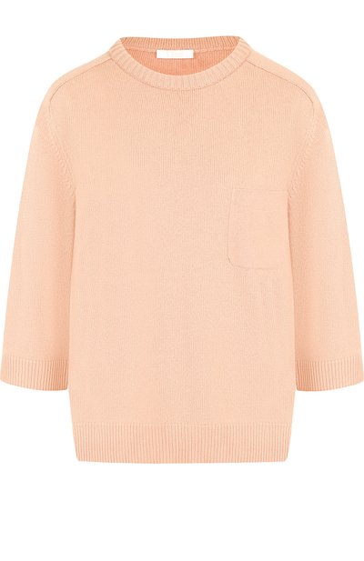 Женский кашемировый пуловер с укороченным рукавом и накладным карманом CHLOÉ, арт. CHC18AMP74500