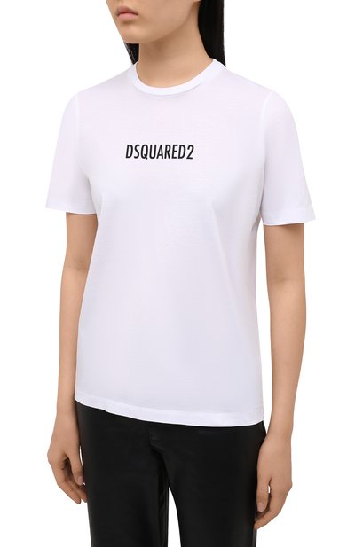 Хлопковая футболка DSQUARED2 белого цвета по цене 19950 руб., арт. S72GD0302/S23009, фото 3 Хлопковая футболка DSQUARED2, арт. S72GD0302/S23009, фото 3