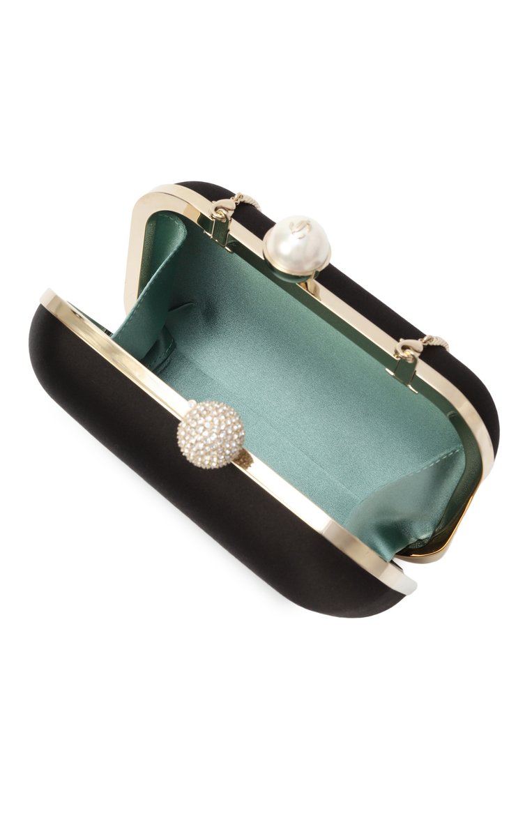 Женский клатч cloud JIMMY CHOO черного цвета, арт. CL0UD/TLL | Фото 5 (Материал: Текстиль, Металл; Размер: mini; Женское Кросс-КТ: Вечерняя сумка, Клатч-клатчи; Автоматизация ТО: Проставлено; Автоматизация состава: Проставлено)