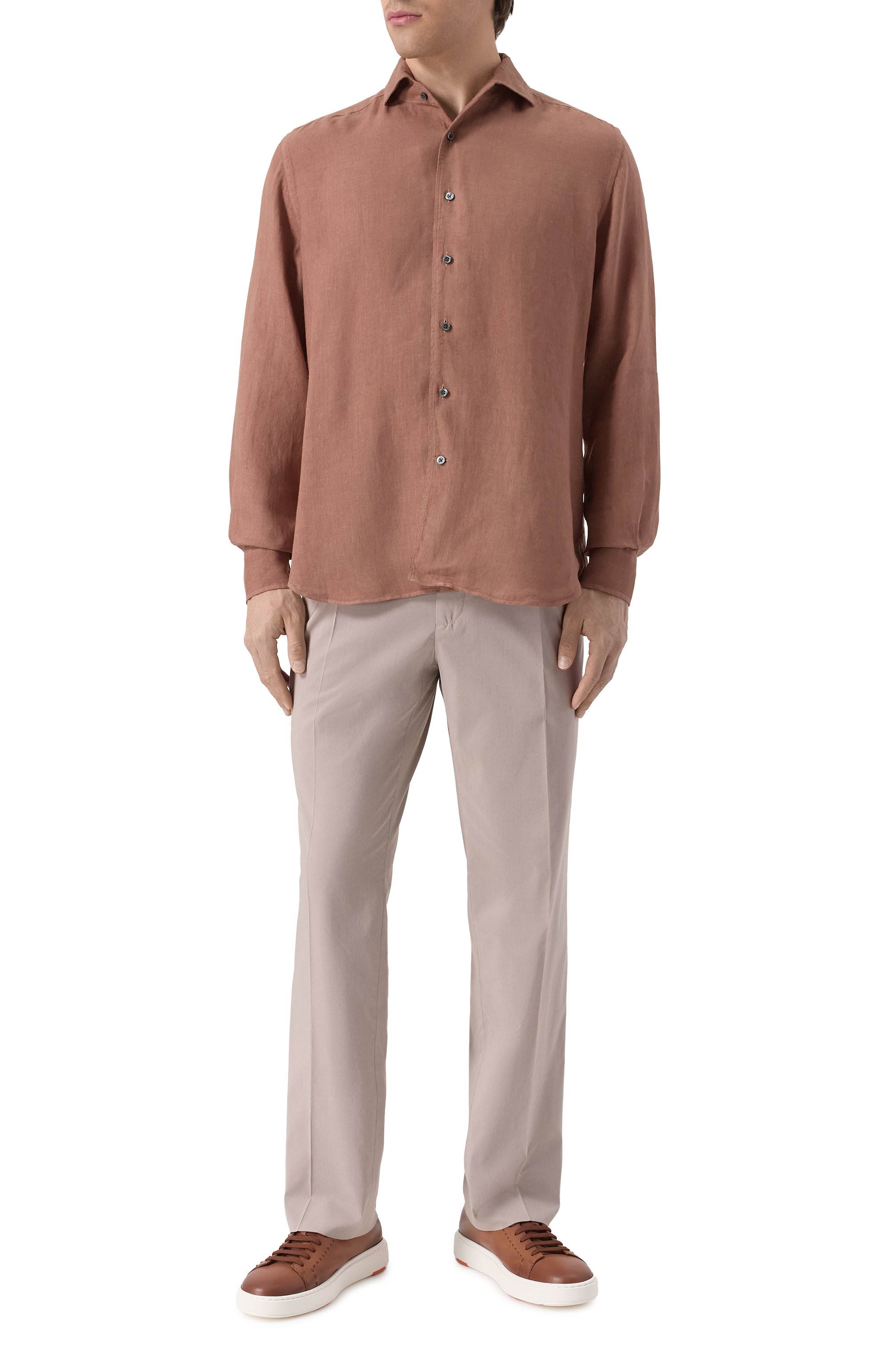 Кожаные кеды cleanic SANTONI коричневого цвета по цене 78050 руб., арт. MBCG22065BARTAFB, фото 2 Кожаные кеды cleanic SANTONI, арт. MBCG22065BARTAFB, фото 2