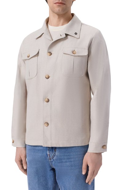 Куртка-рубашка изо льна и хлопка GRAN SASSO светло-бежевого цвета по цене 59950 руб., арт. 78174/57000, фото 3 Куртка-рубашка изо льна и хлопка GRAN SASSO, арт. 78174/57000, фото 3
